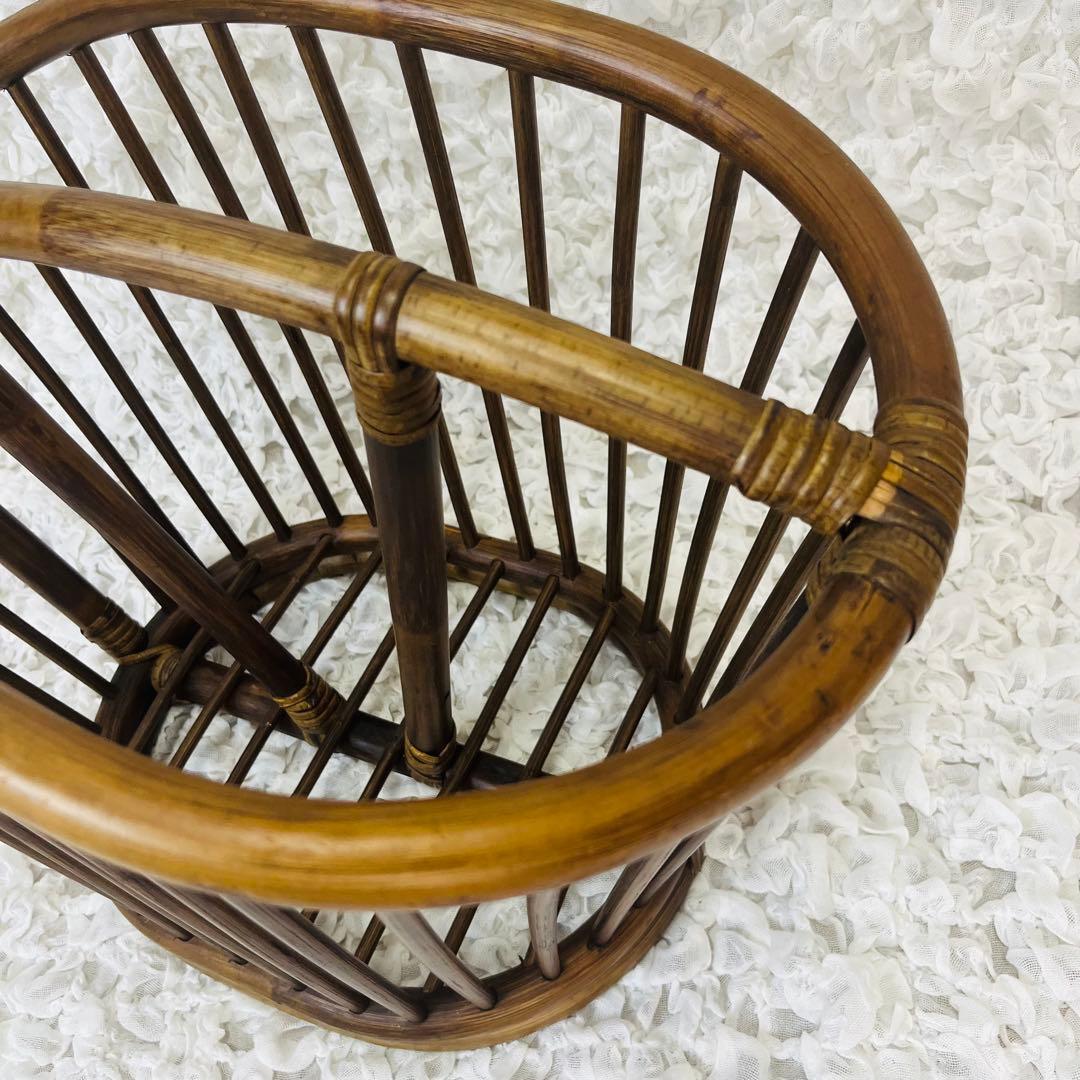 籐家具 小物入れ インテリア ラタンマガジンラック 籠かごアンティーク昭和レトロ