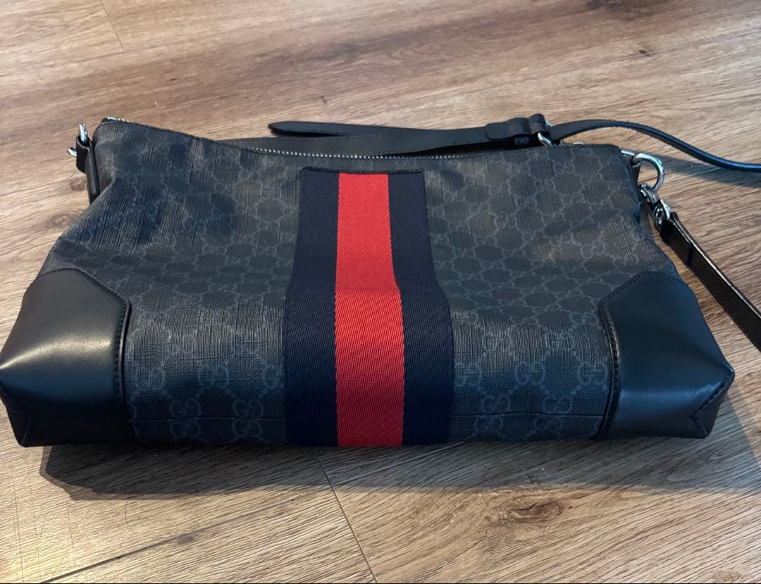 【美品】グッチ ショルダーバッグ レザー×PVC A4可 GG柄 シェリーライン