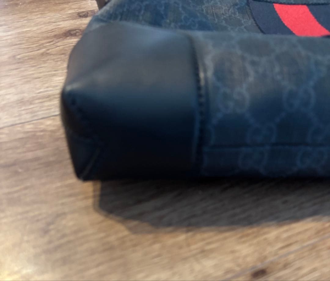 【美品】グッチ ショルダーバッグ レザー×PVC A4可 GG柄 シェリーライン