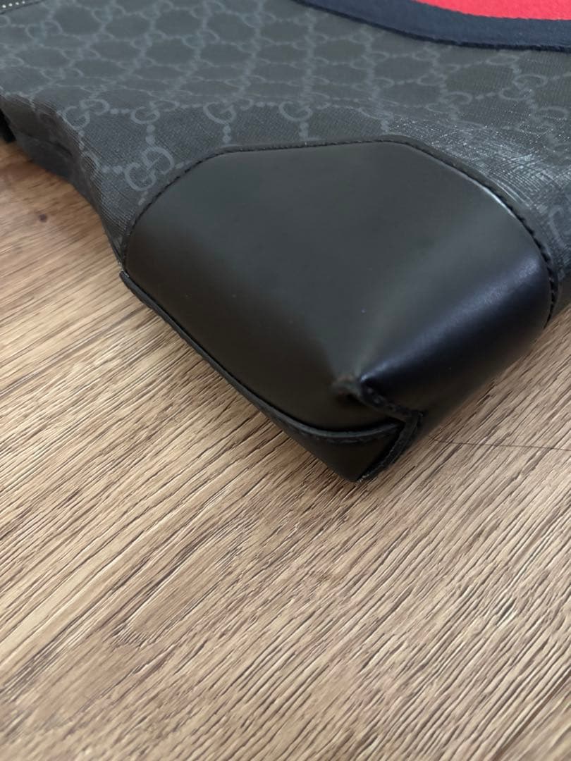 【美品】グッチ ショルダーバッグ レザー×PVC A4可 GG柄 シェリーライン