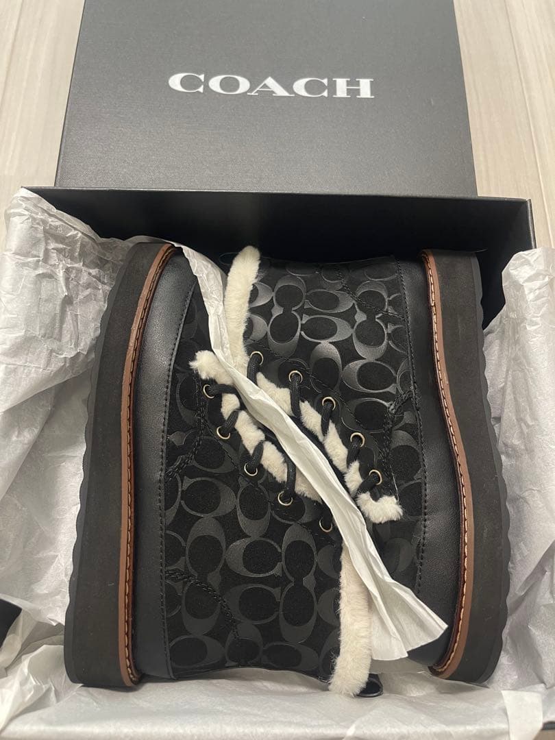 COACH ファー付きムートンブーツ ブラック