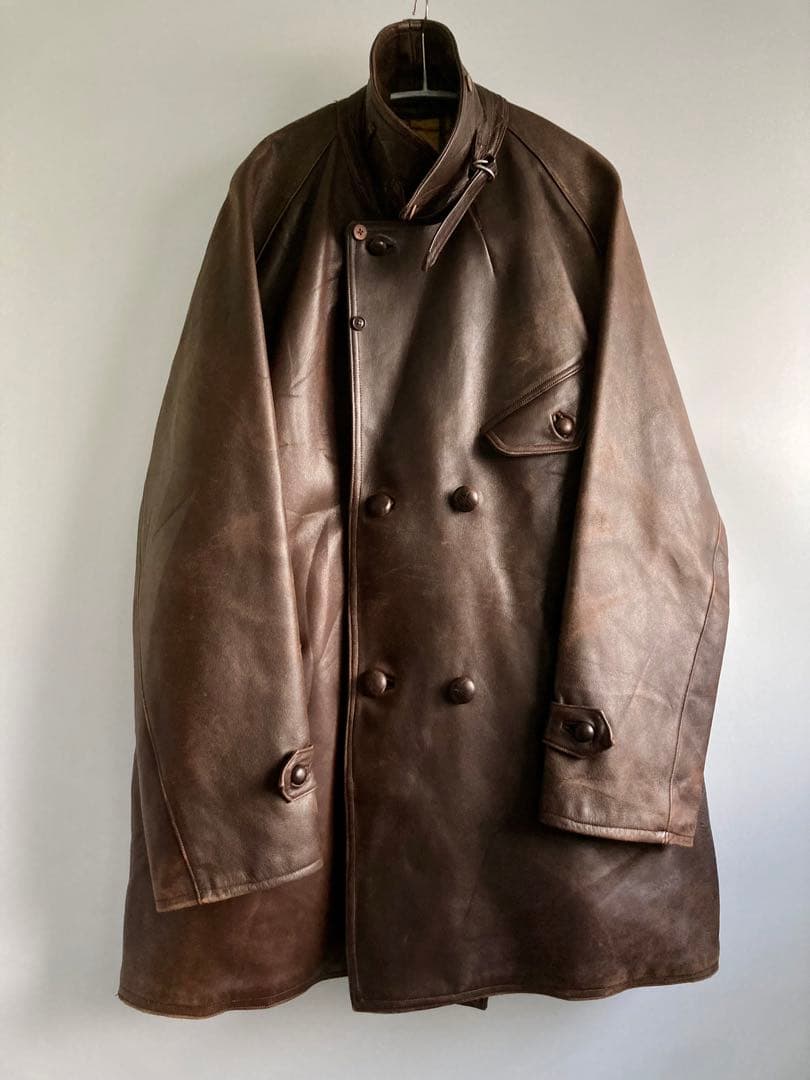 ジャケット・アウター 40s French Vintage Leather Aviator Coat