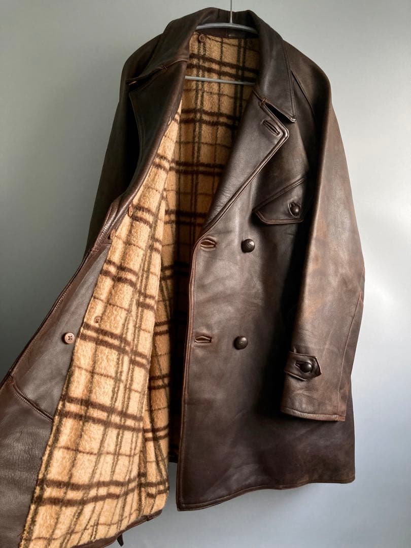 ジャケット・アウター 40s French Vintage Leather Aviator Coat