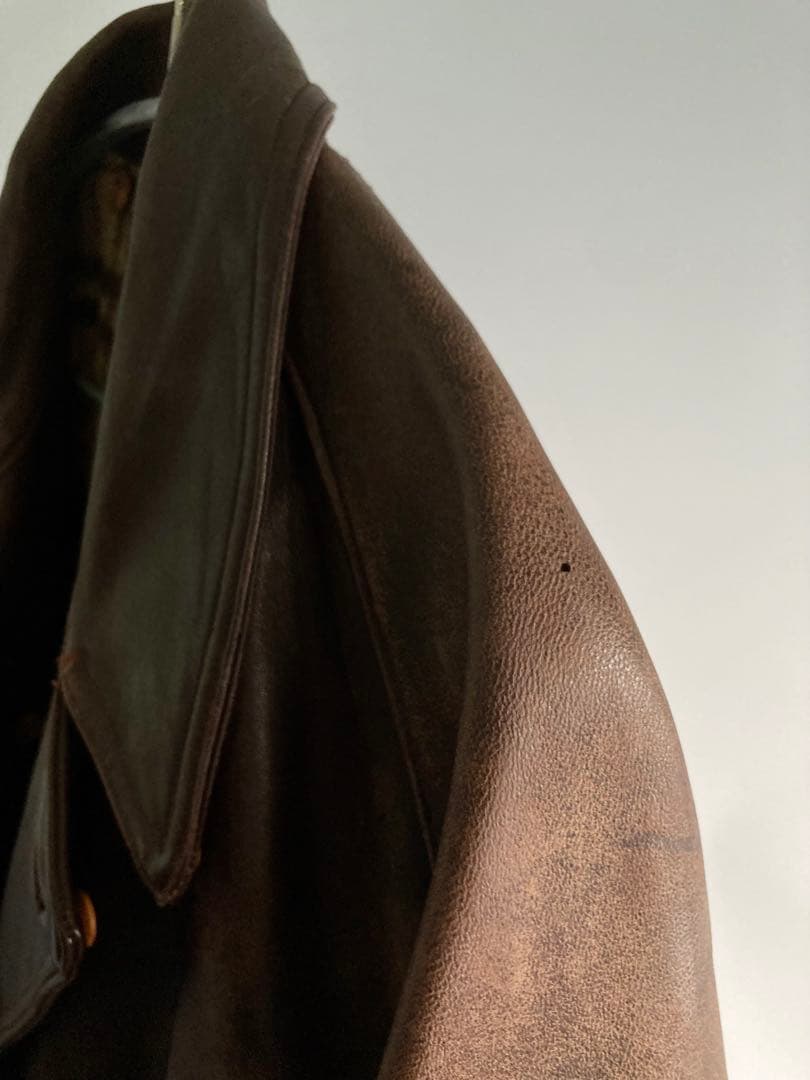 ジャケット・アウター 40s French Vintage Leather Aviator Coat