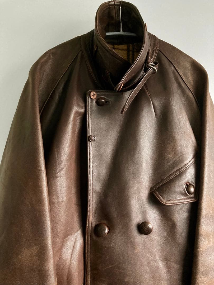 ジャケット・アウター 40s French Vintage Leather Aviator Coat