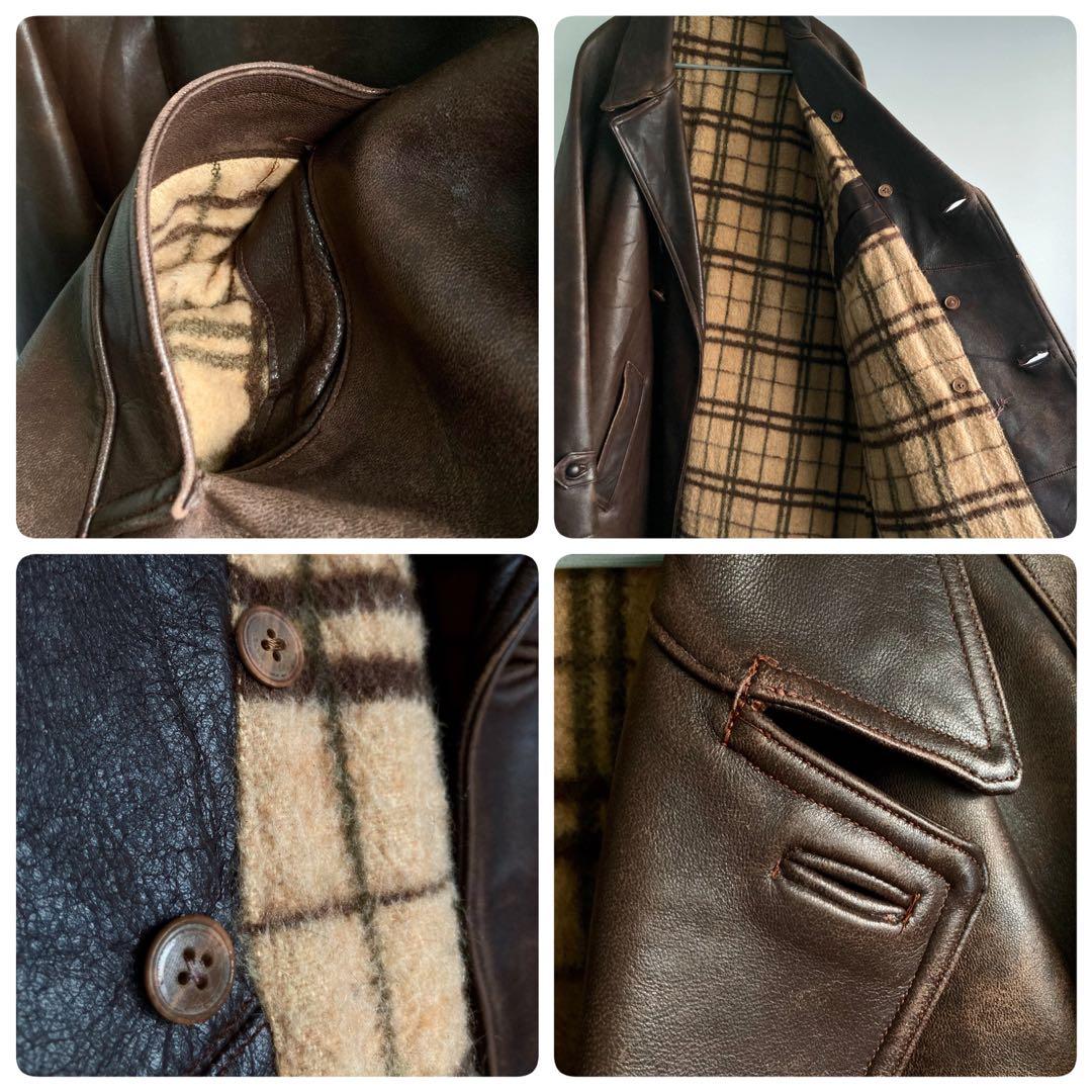 ジャケット・アウター 40s French Vintage Leather Aviator Coat