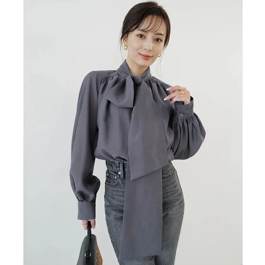 【定価16500円/完売品】anuans ボリュームタイブラウス グレー