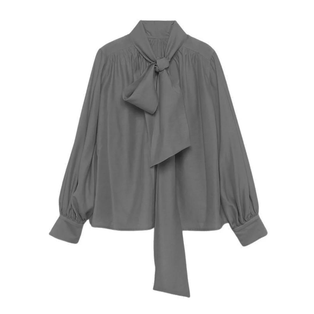 【定価16500円/完売品】anuans ボリュームタイブラウス グレー