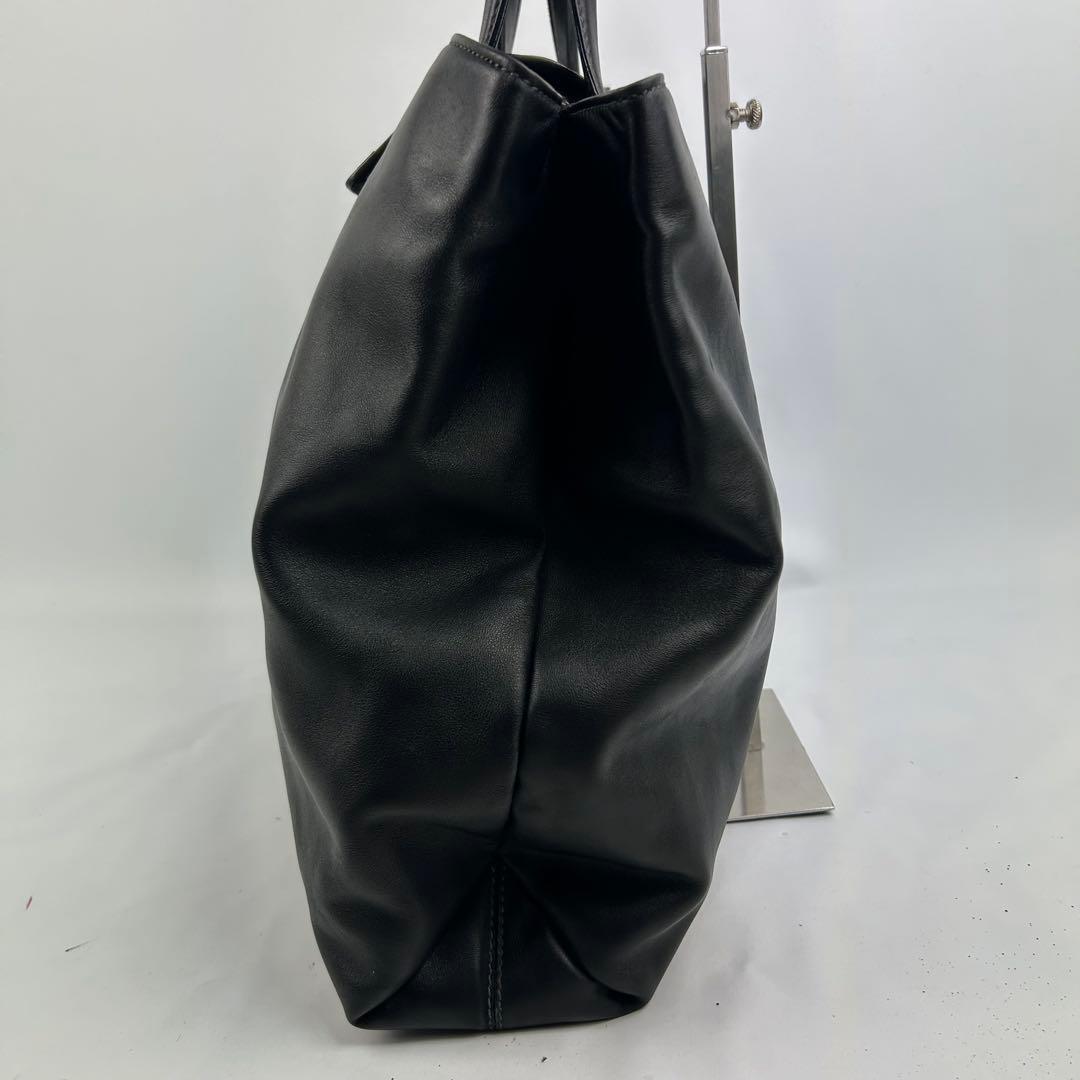 【美品】ブルガリ　トートバッグ　2way レザー　ロゴ金具　ビジネス　大容量　黒