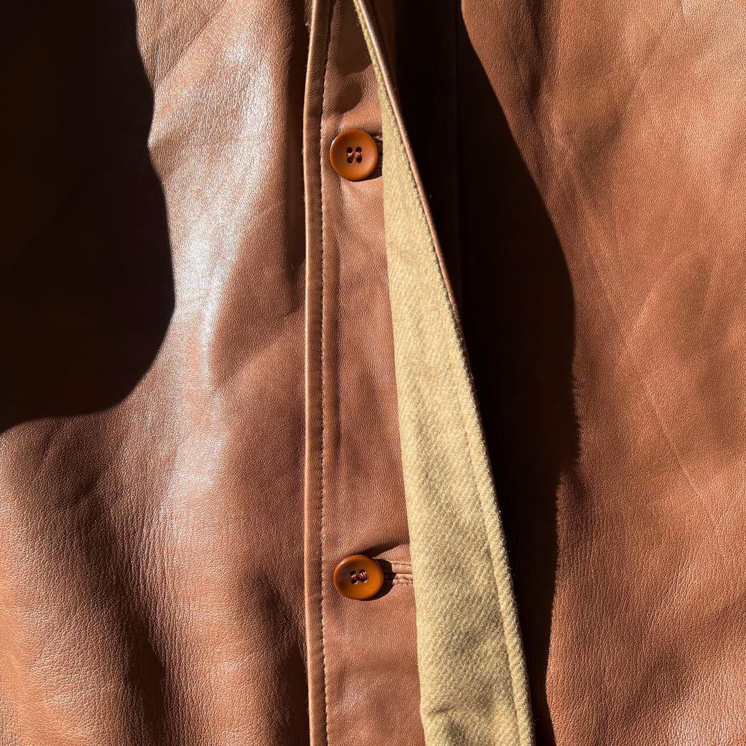 イタリア製 ヴィンテージ リバーシブル レザーコート キャメル カシミヤ 90s