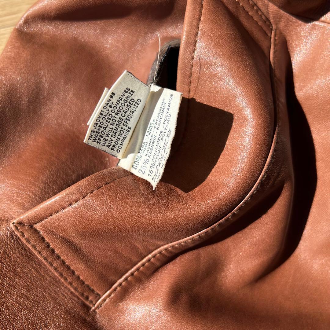 イタリア製 ヴィンテージ リバーシブル レザーコート キャメル カシミヤ 90s