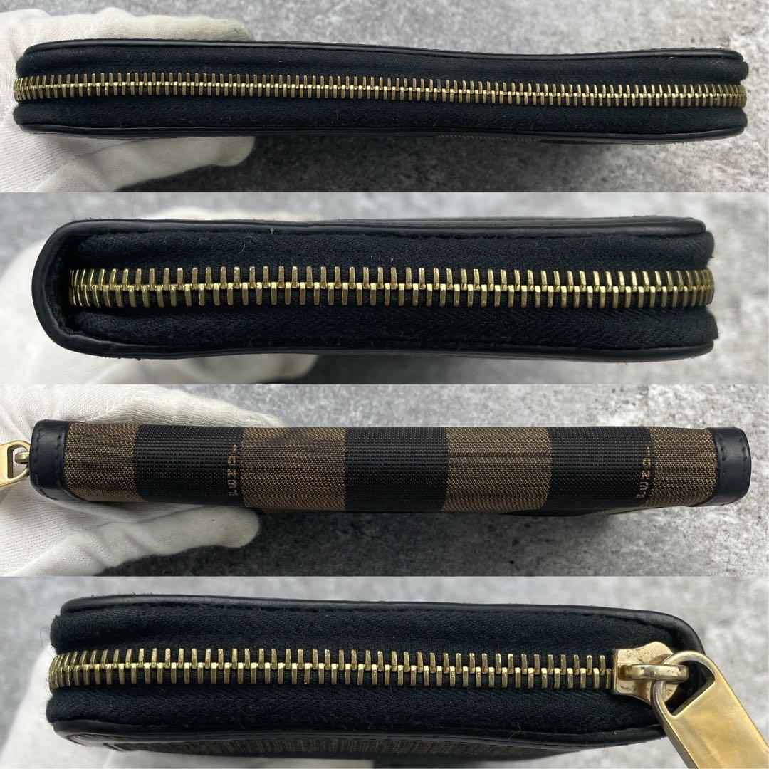 【極美品】FENDI　フェンディ　長財布　ジッピー　多機能　レザー　ズッカ柄