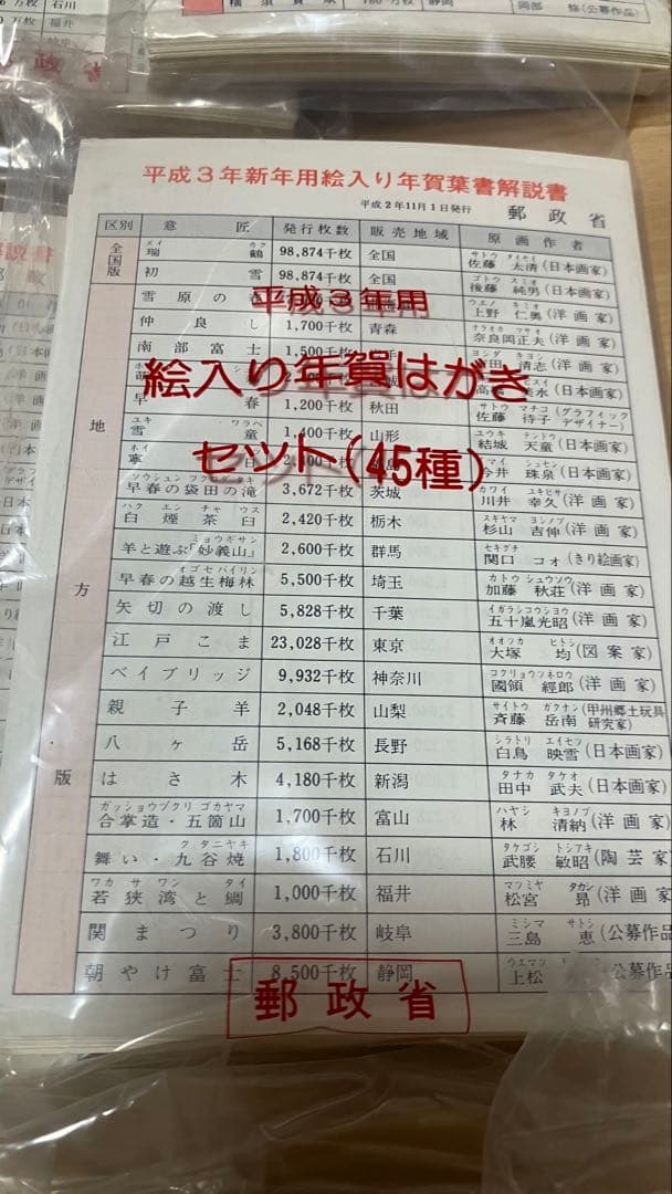 平成2年・3年・4年用年賀状用紙 セット全615枚