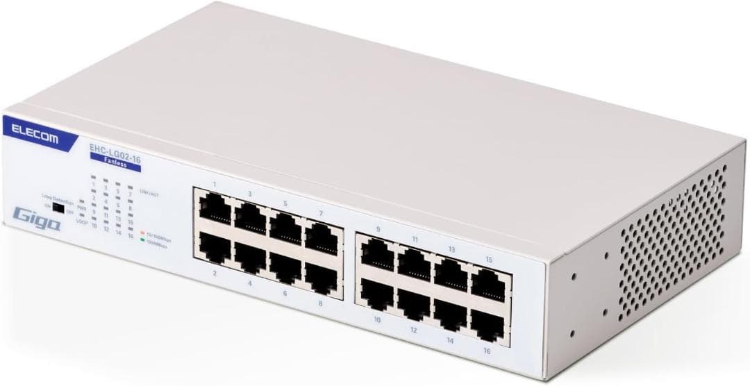 【新モデル】エレコム スイッチングハブ 1ギガ 電源内蔵 EHC-LG02-16