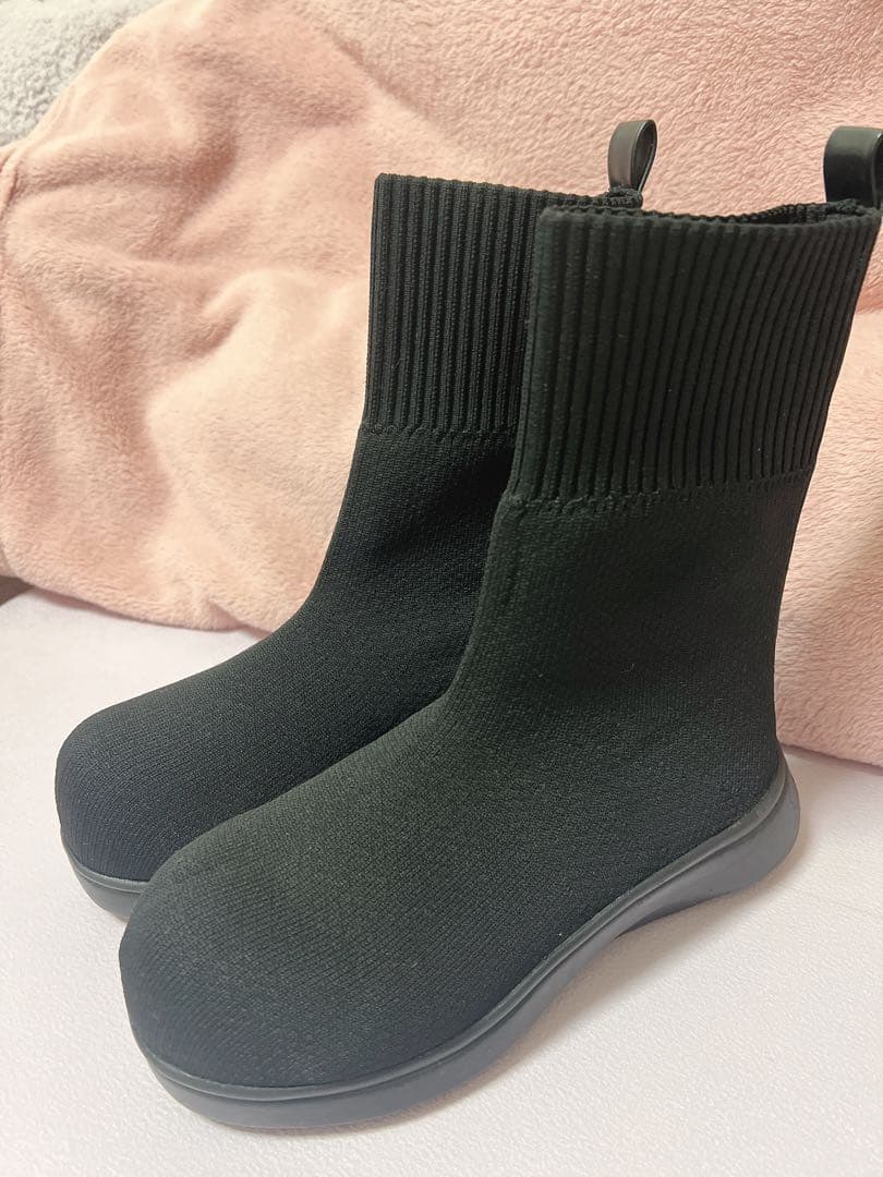 【Sサイズ】ラクバキ ニットブーツ ブラック【試着のみ】