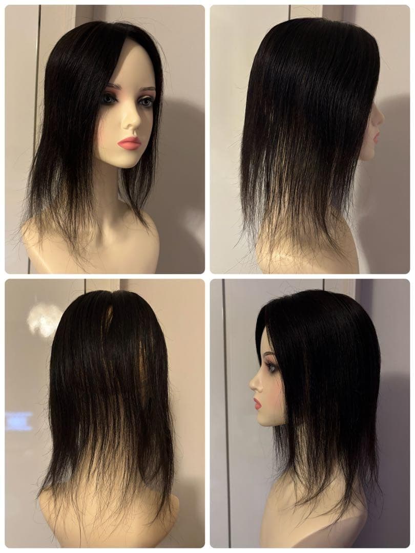 ❤全人毛100%　広範囲隠 12*13　高品質　ストレート 30　部分　黒色　❤