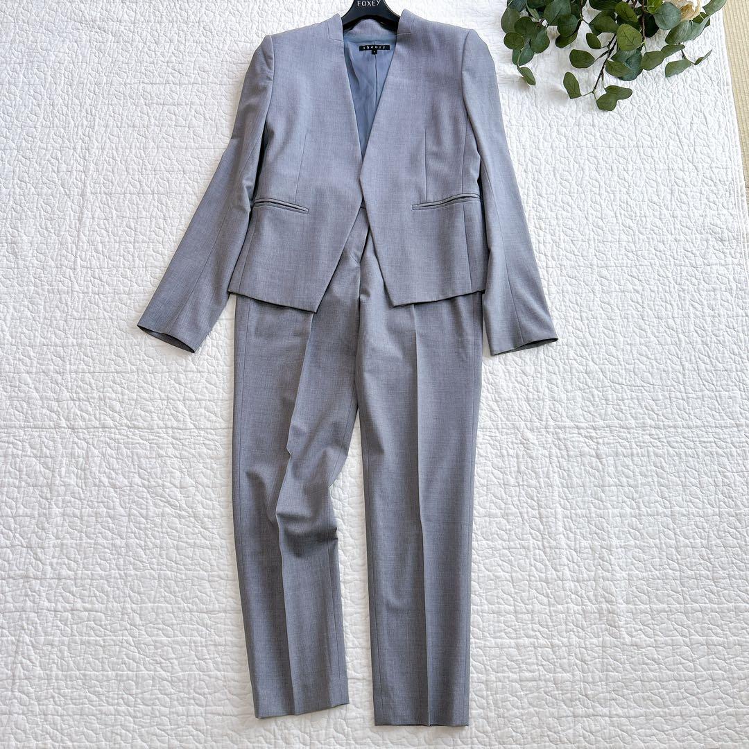 セオリー TAILOR LANAI パンツスーツ セットアップ ノーカラー L