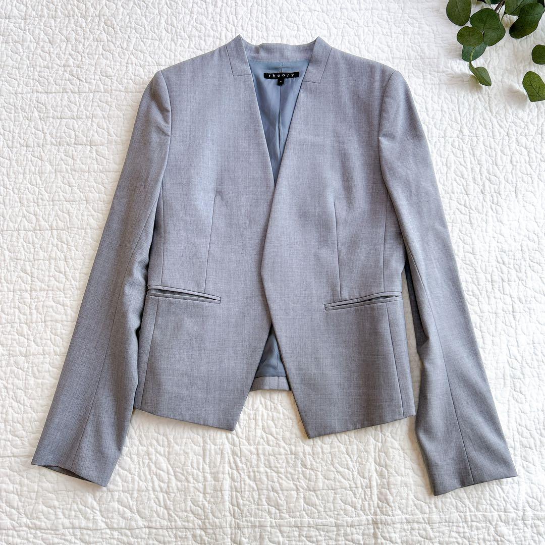 セオリー TAILOR LANAI パンツスーツ セットアップ ノーカラー L