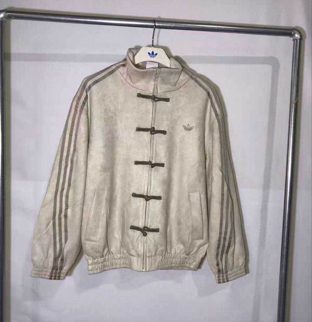 S 白 海外限定adidas originals スエード トラックジャケット
