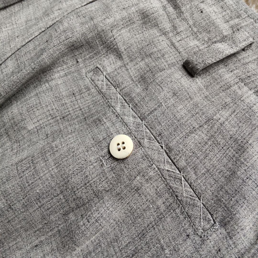 【未使用♥麻100%】ダブルボタン　テーラード　パンツスーツ　涼しい背抜きリネン