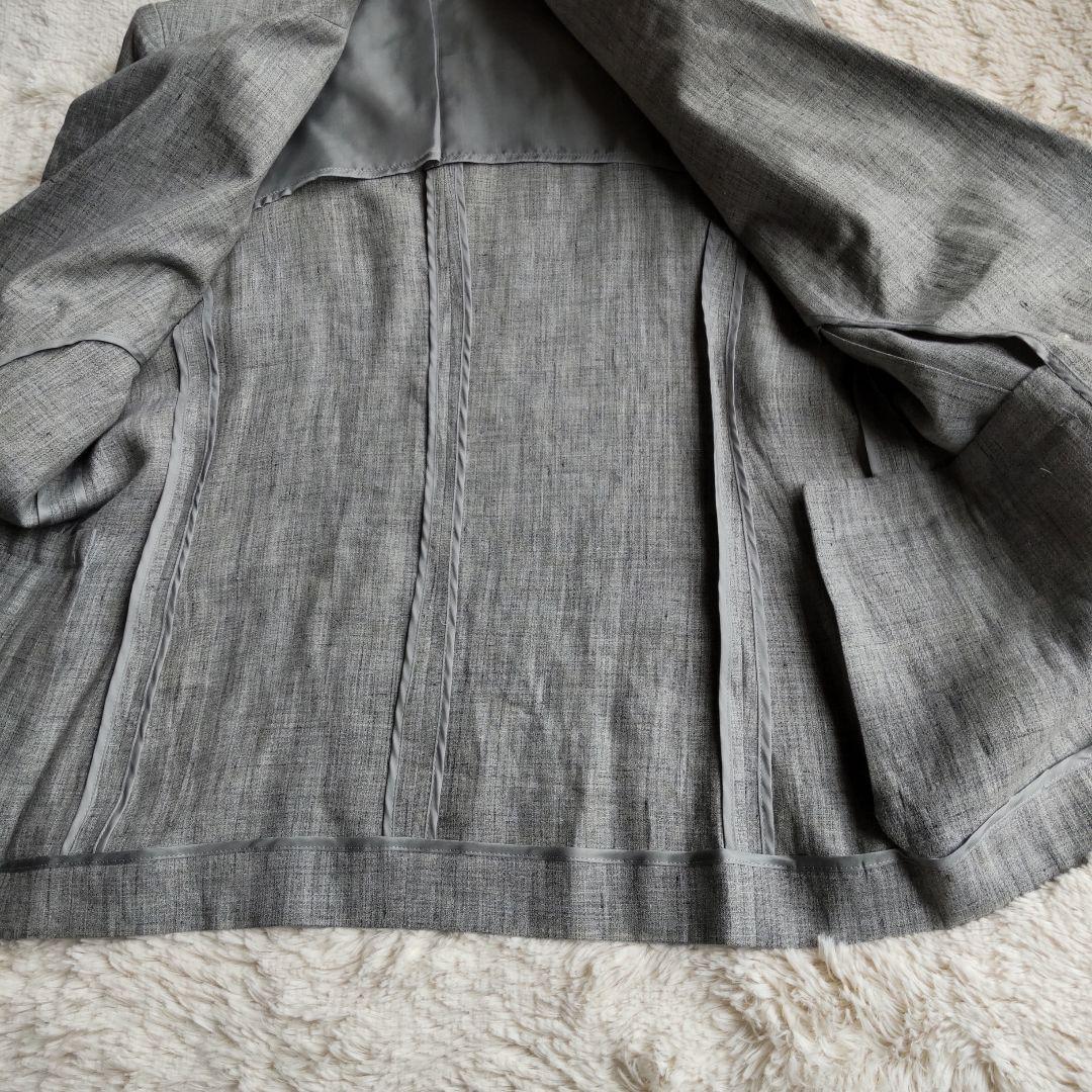 【未使用♥麻100%】ダブルボタン　テーラード　パンツスーツ　涼しい背抜きリネン