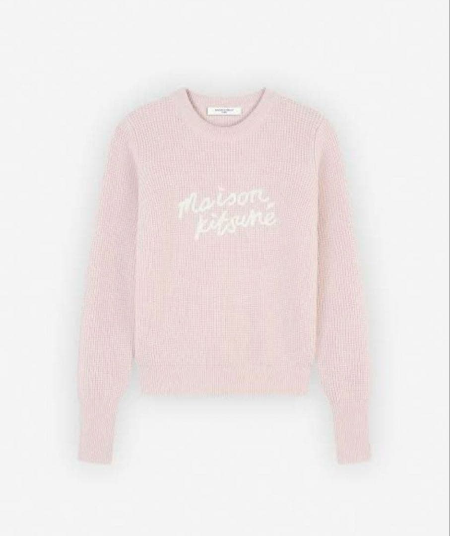 Maison Kitsuné ロゴ入り長袖ニット ピンク