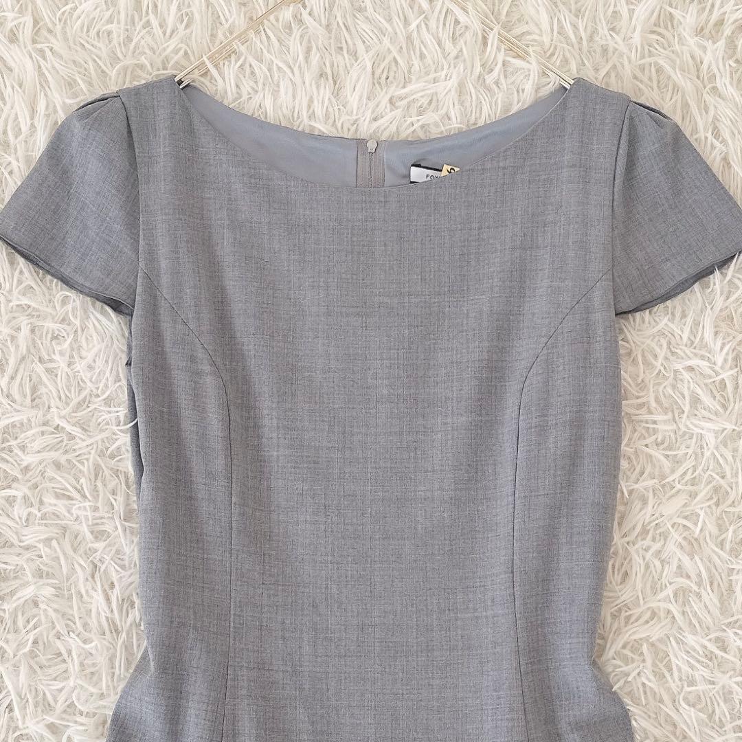 フォクシー✨ギャザー ワンピース フレンチスリーブ プリーツ 膝丈 グレー 40