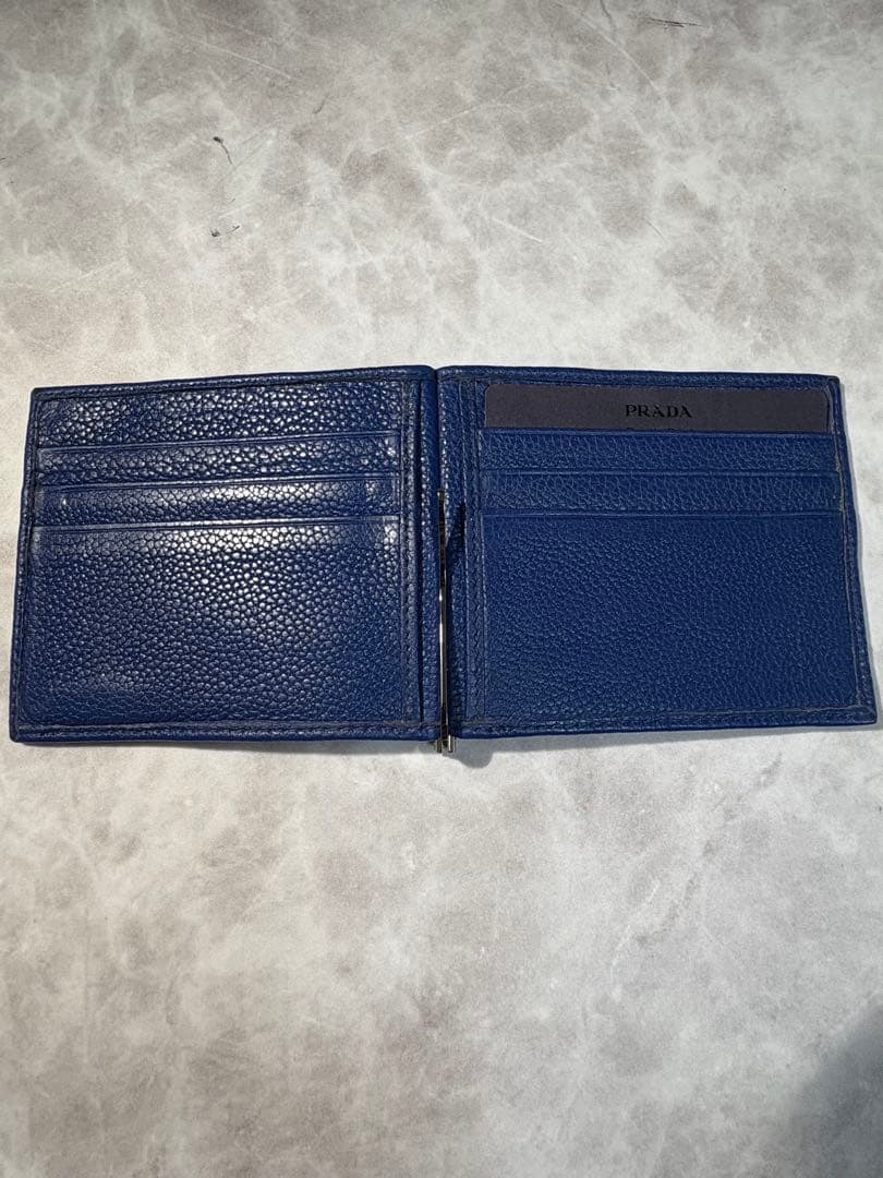 プラダ PRADA マネークリップ 折り財布 ブルー