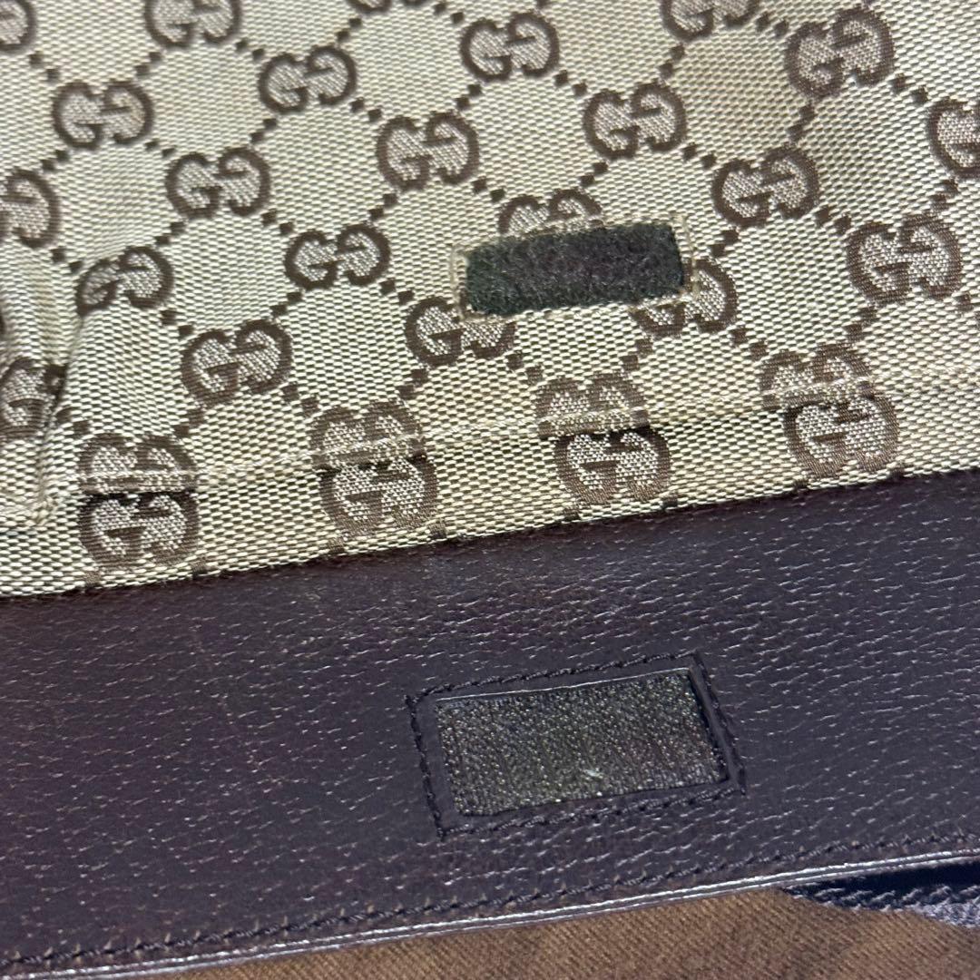 GUCCI グッチ GGキャンバス ボディバッグ ブラウン レザー