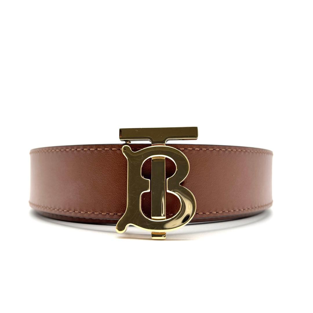 現行・未使用に近い バーバリー リバーシブル 2way 本革 ベルト TB金具