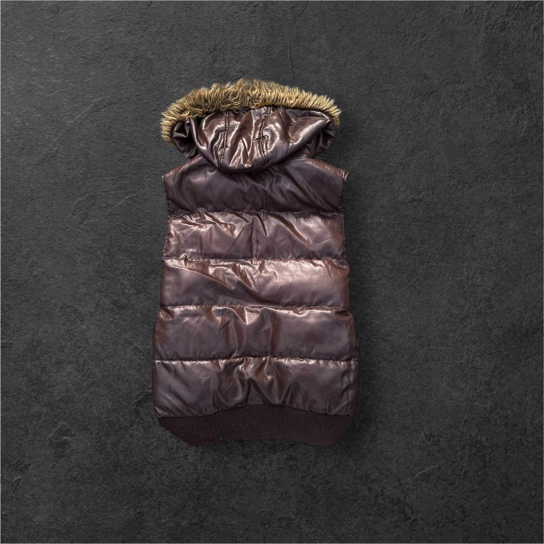 archive y2k others ダウンベスト　茶　ファー付き　短丈