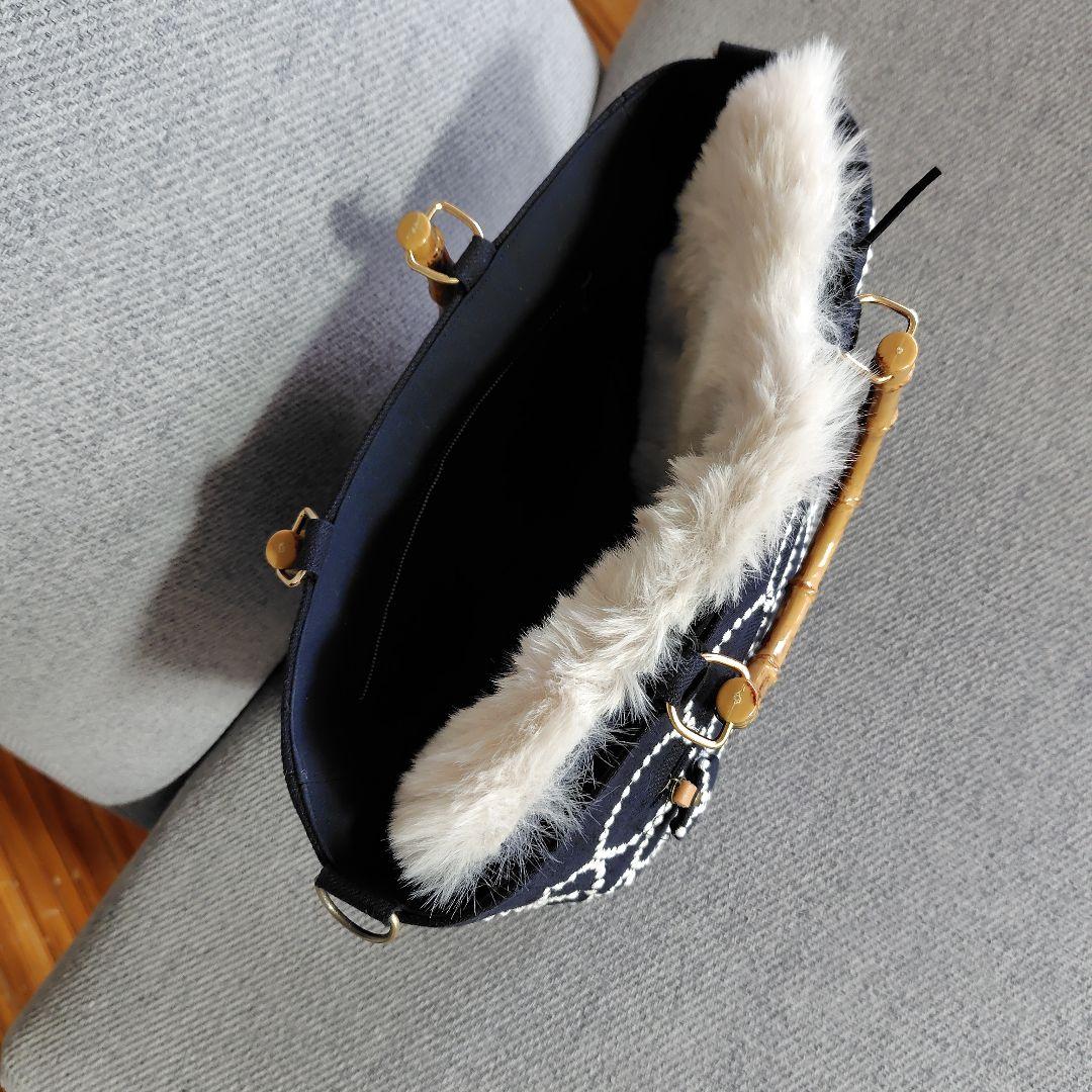 ミナペルホネン　被せファー　ハンドメイドバック