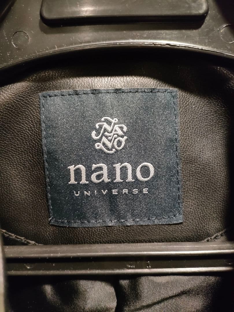 nanouniverse　 ブラック レザー シングルライダースジャケット