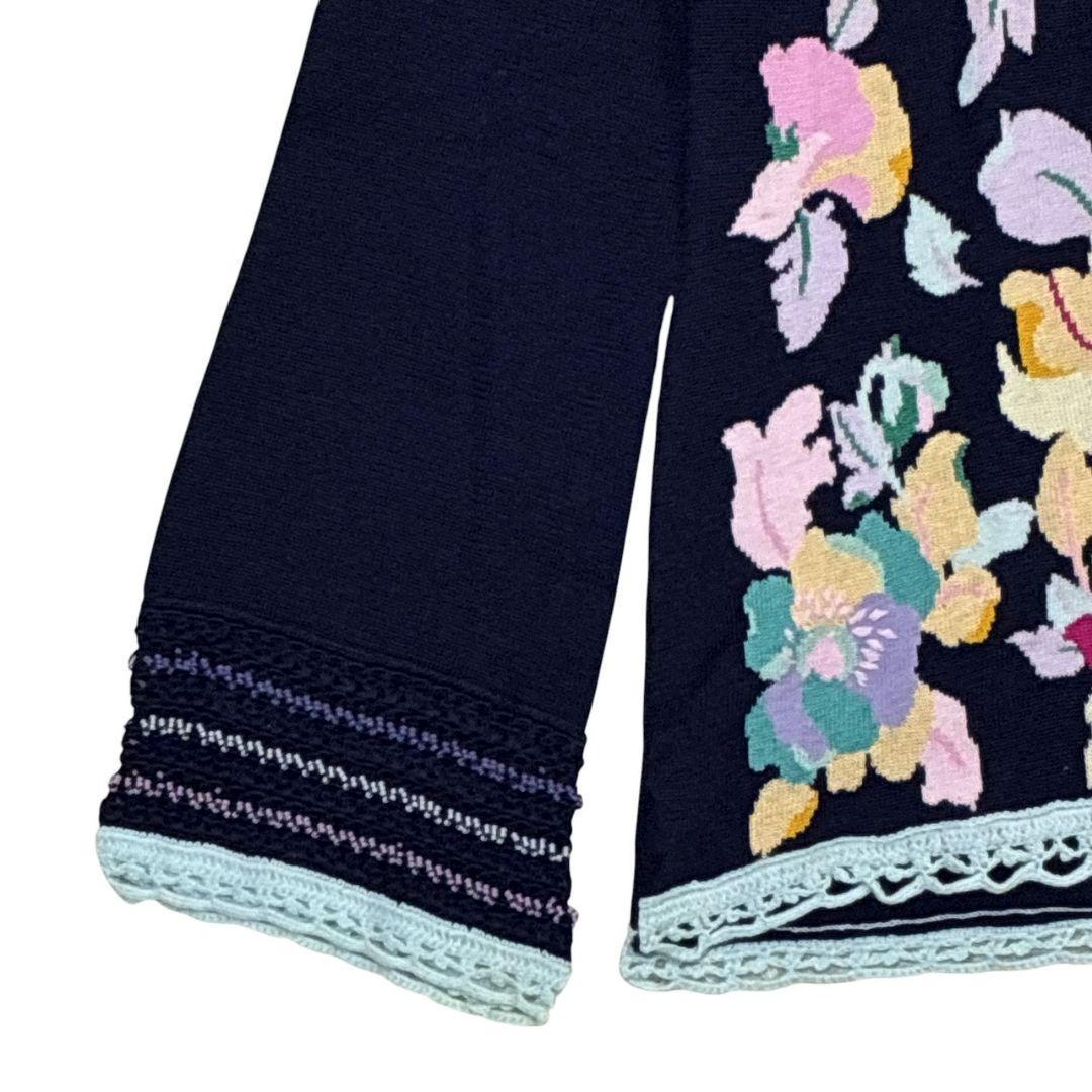 美品✨LEONARD レオナール ニット セーター 花柄 長袖 40 コットン