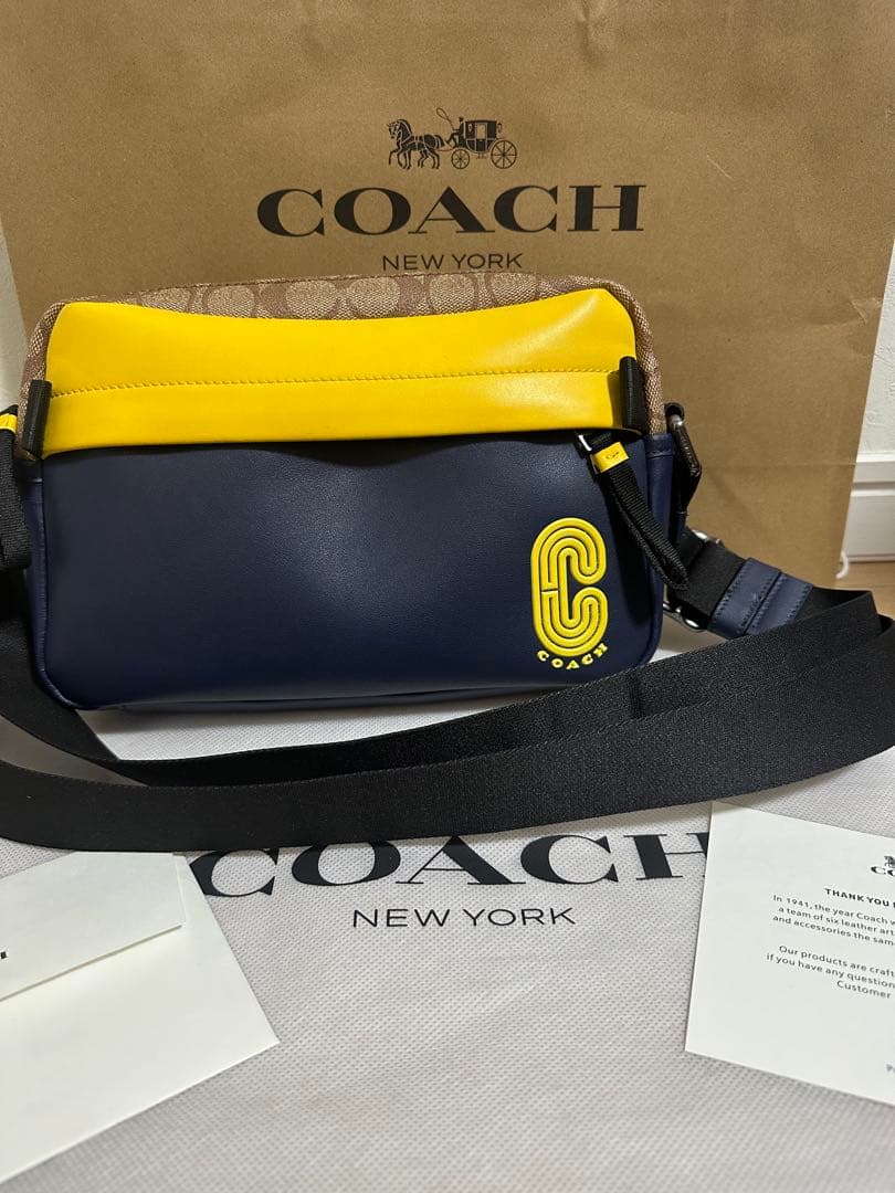 COACH ショルダーバッグ ネイビー/イエロー