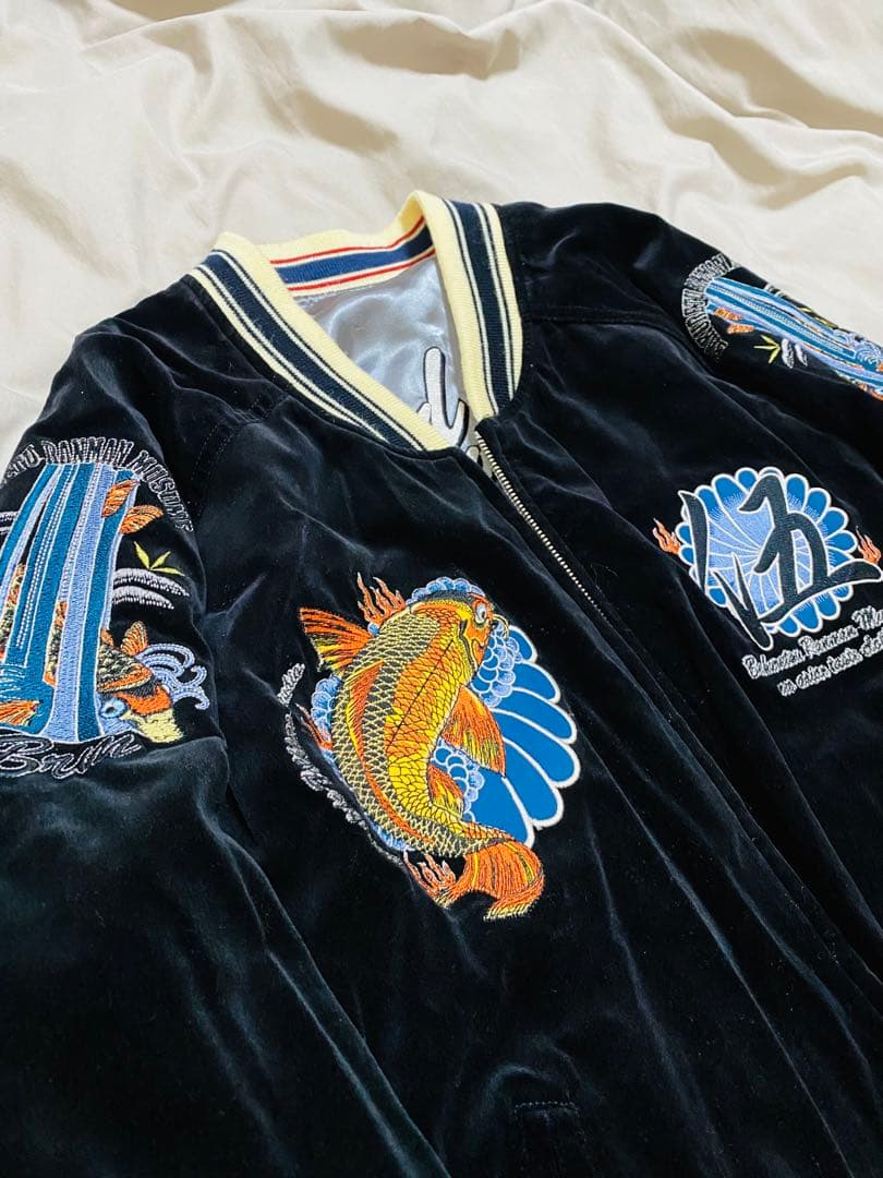 TEDMAN スカジャン ２面用 日本限定 別珍 サテン 鯉と波 unisex