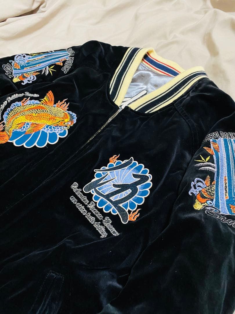 TEDMAN スカジャン ２面用 日本限定 別珍 サテン 鯉と波 unisex