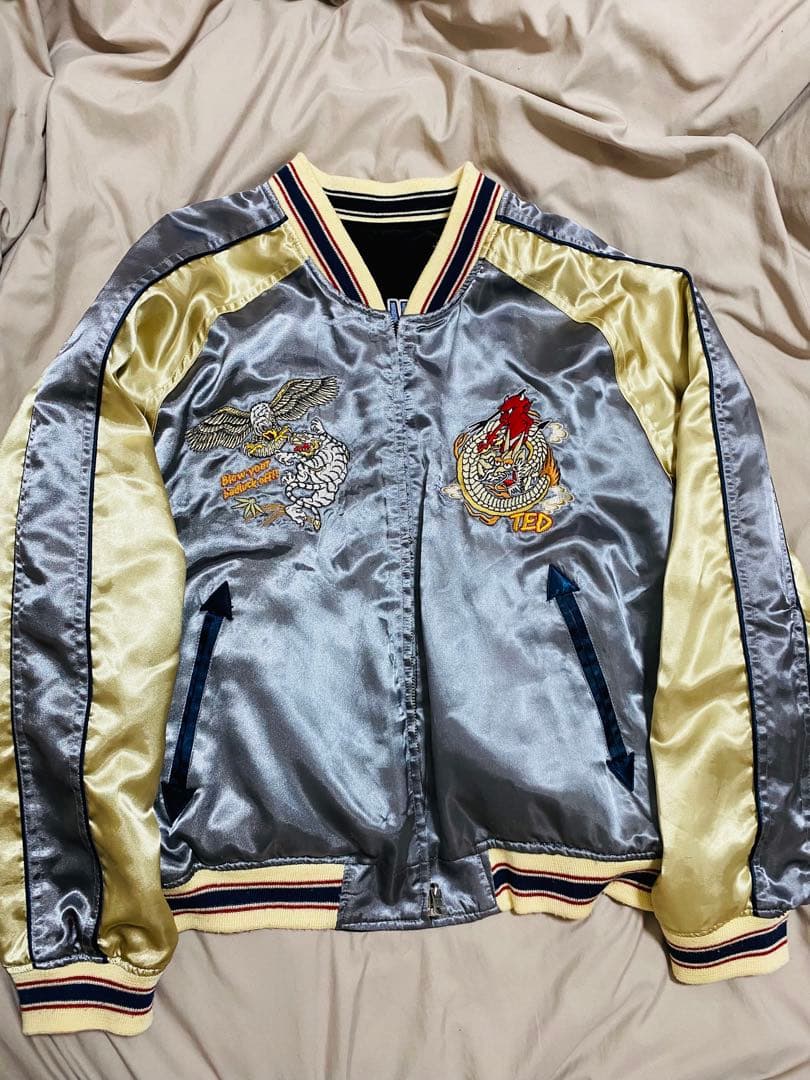 TEDMAN スカジャン ２面用 日本限定 別珍 サテン 鯉と波 unisex