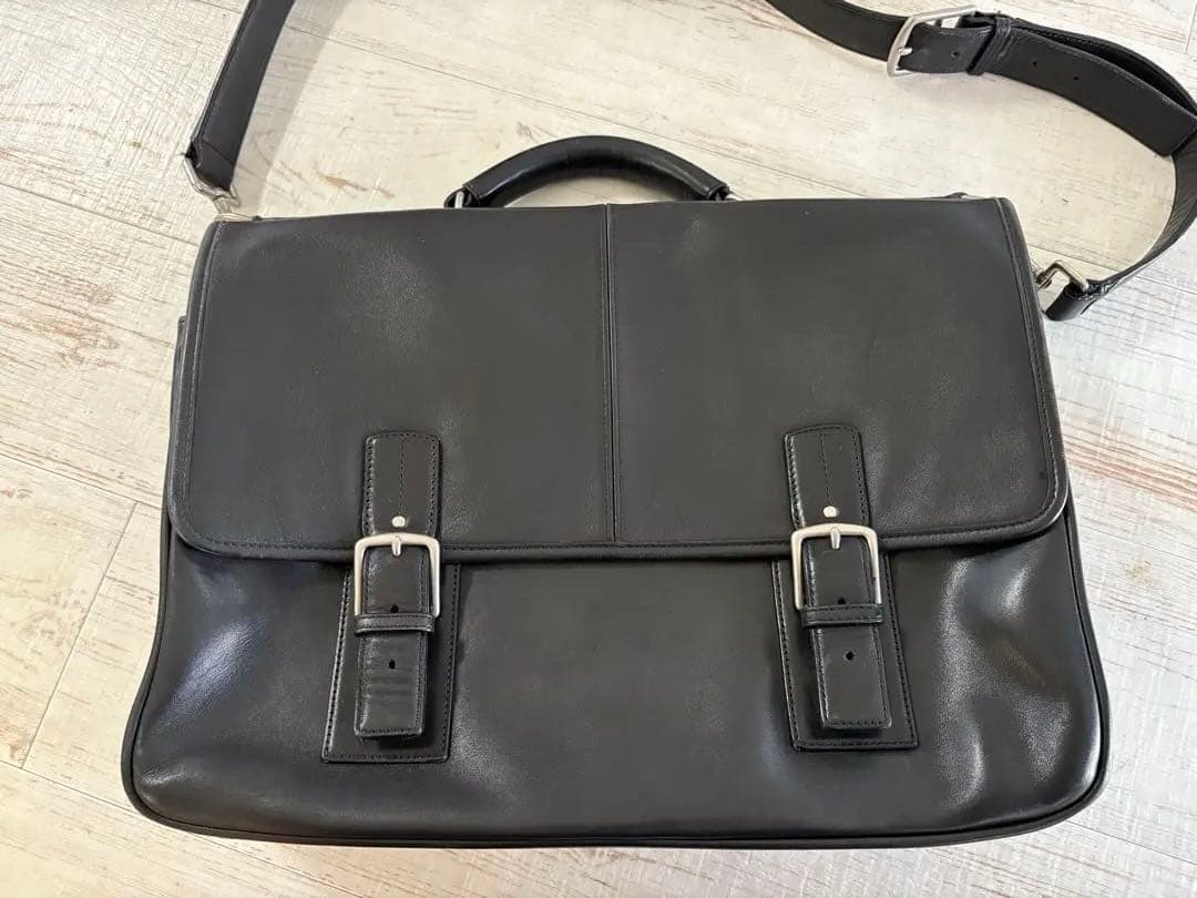 coach黒 レザービジネスバッグ ダブルバックル