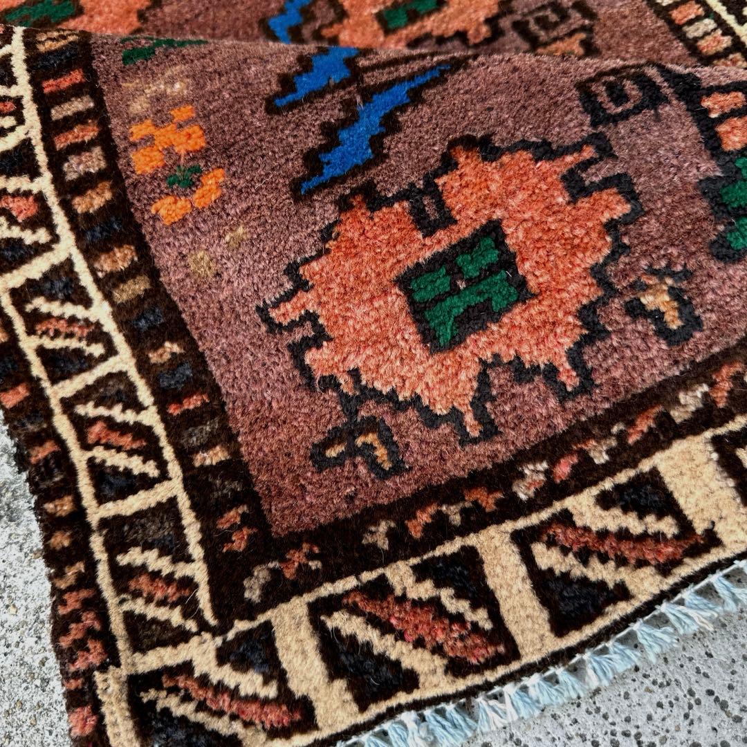 59x44cmトライバルラグ手織り絨毯 ヴィンテージ 手織り絨毯年代トルクメン