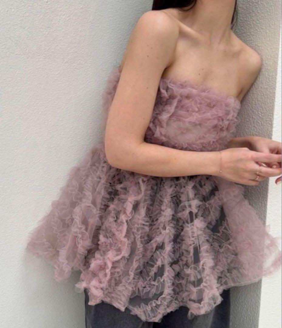 snidel チュール刺繍ベアペプラムTOPS