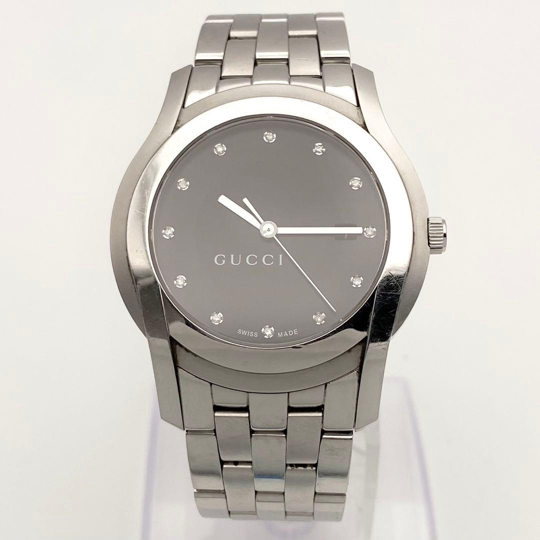 美品/稼動品● GUCCI グッチ 腕時計 5500XL ダイヤ シルバー
