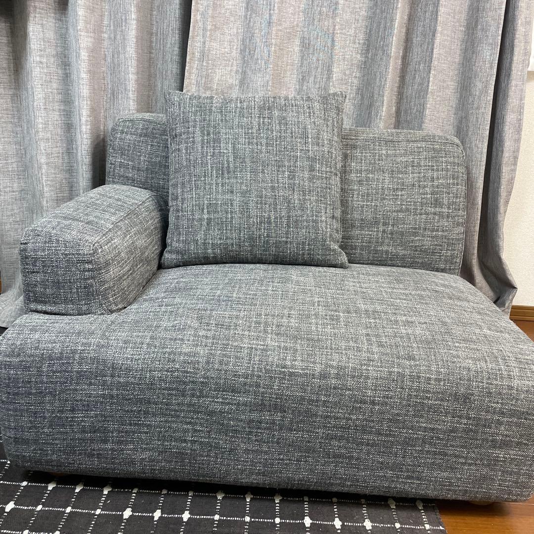 タイムセール❗️【unico】VAUS グレー 1.5人掛けソファ クッション1個