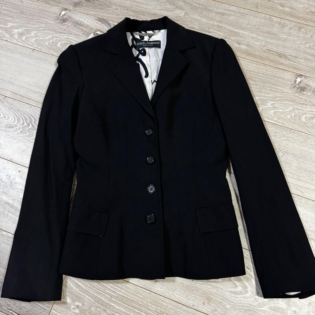 D&G ブラック ブレザー ワイドパンツ セット 裏地派手 プリント 38