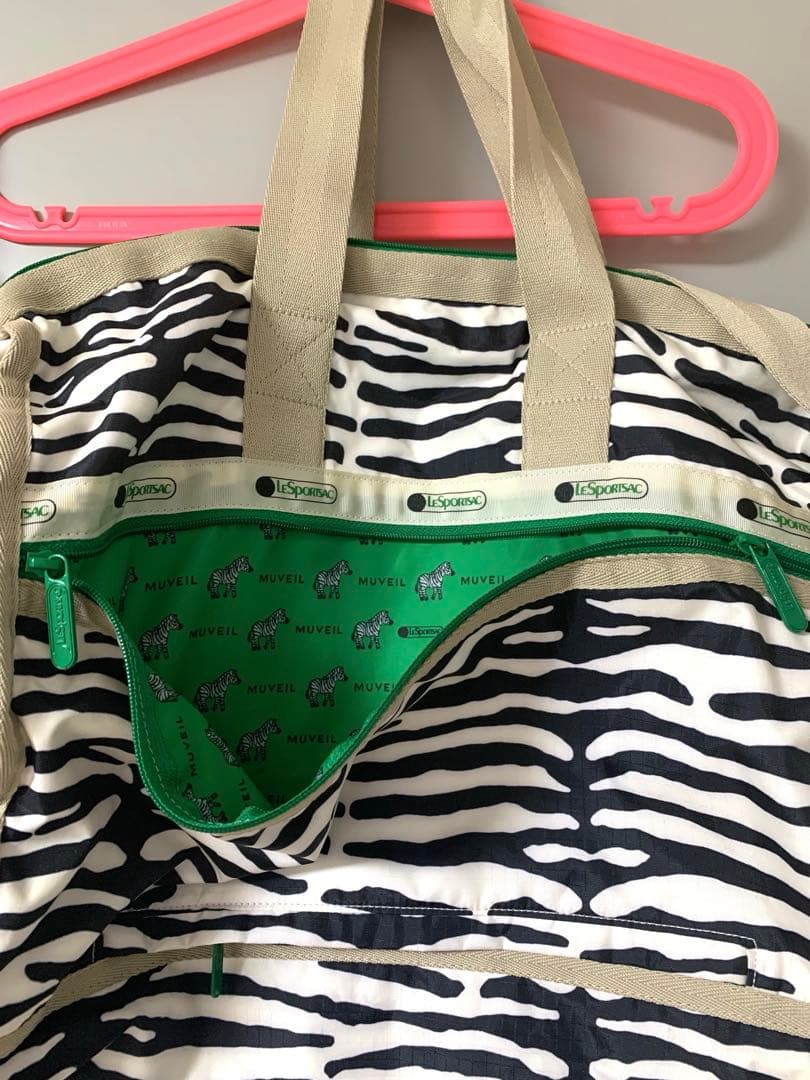 レスポートサック×ミュベールコラボ　ゼブラ　ボストンバッグ大・状態良
