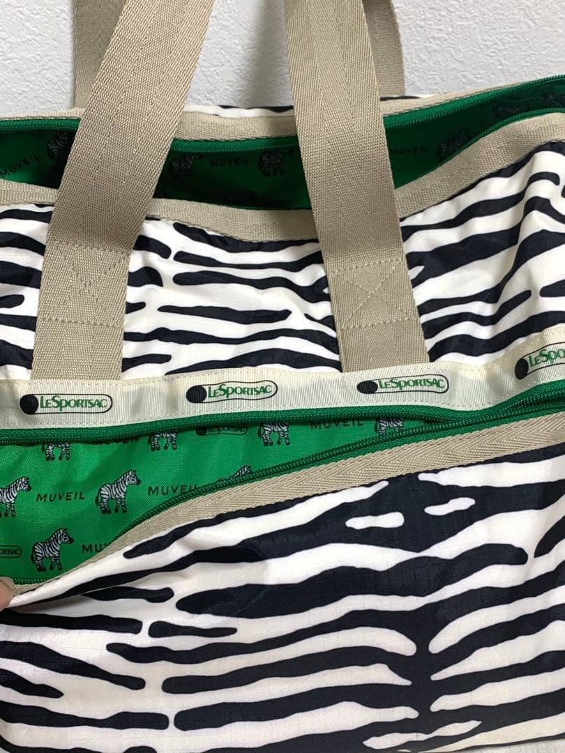 レスポートサック×ミュベールコラボ　ゼブラ　ボストンバッグ大・状態良