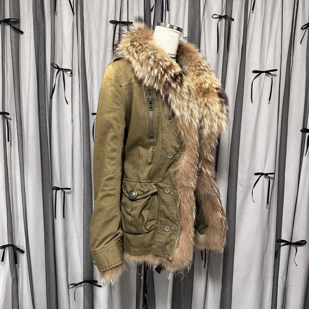 平成ギャルy2k　ファー付きミニタリーモッズコート　アウター　フェアリーグランジ