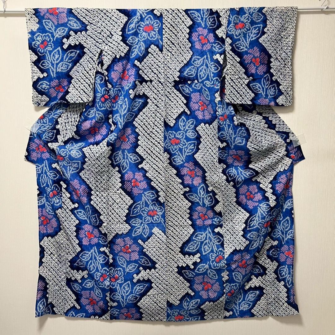 KL3174 有松鳴海絞り 浴衣 身丈165cm 夏着物 木綿 トールサイズ