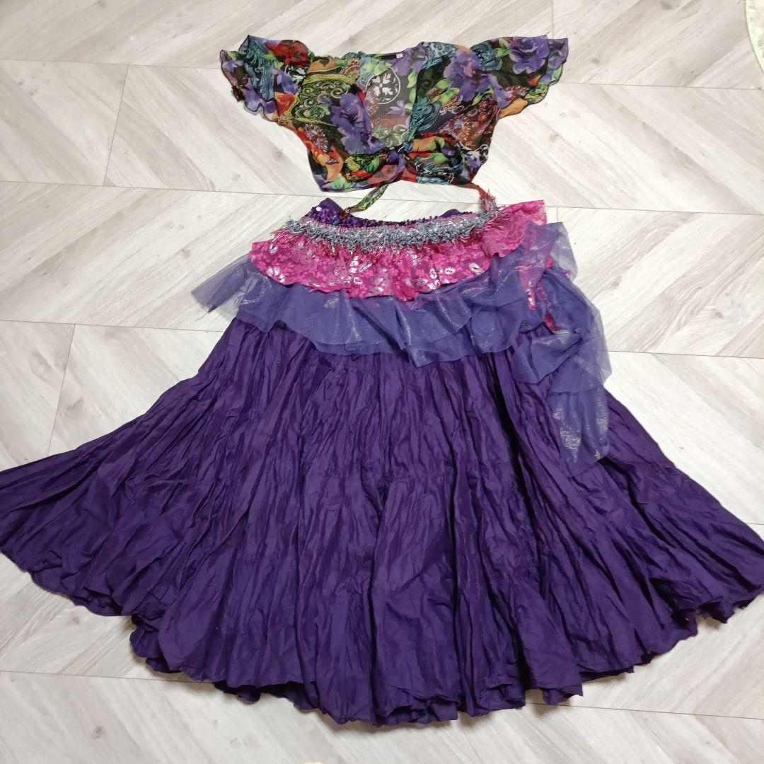 25ヤードベリーダンス セットアップ 紫と多色３点セット