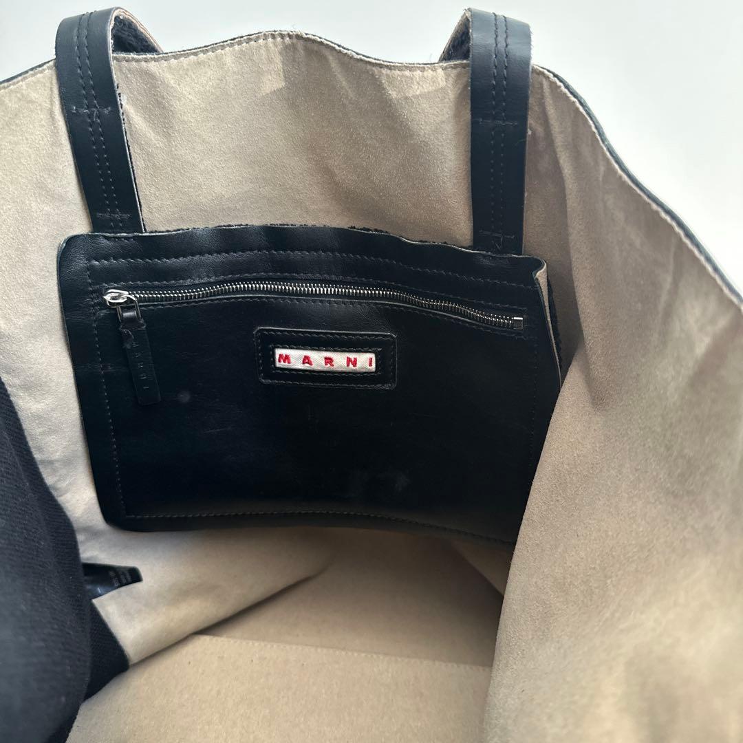 MARNIマルニ　MUSEO SOFT LARGE レザー×キャンバス　トート